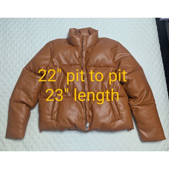 🤎 The Drop Priscilla Vegan Leather Puffer Size M NWT - Picture 5 of 12